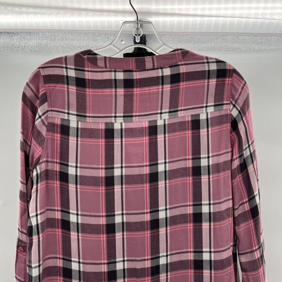 Express Women's Criss Cross Neck Long Sleeve Plaid Pullover Top Size XS - Picture 6 of 9